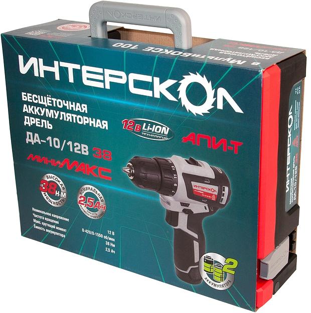 Дрель-шуруповерт Интерскол ДА-10/12В 38 аккум. патрон:быстрозажимной (кейс в комплекте) (757.2.2.46) фото 5