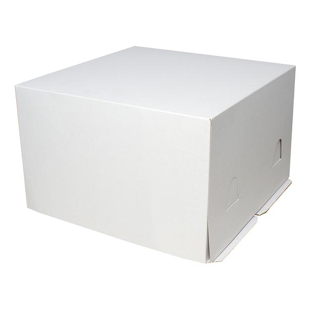 Упаковка для торта 28х28х14 мелованный картон белая фото 1