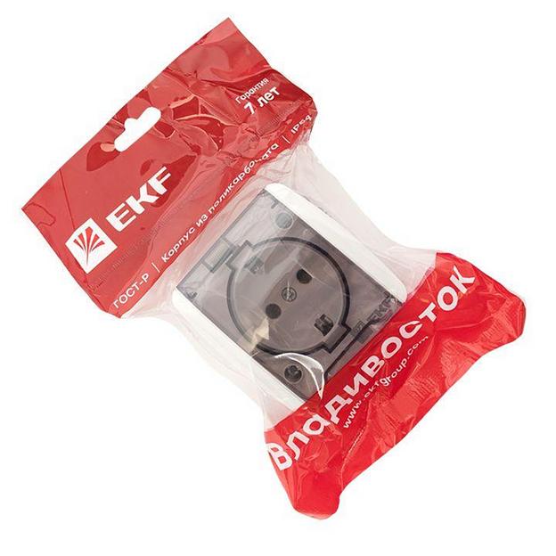 EKF EQR16-029-30-54-T Владивосток Розетка 1-местная 16А с заземлением с прозрачной крышкой IP54 фото 4