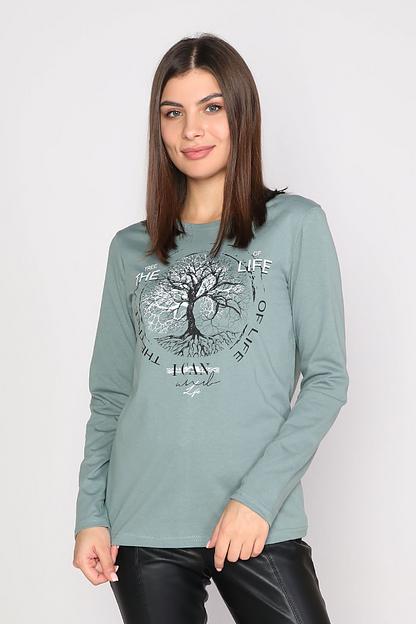 Женский лонгслив Style Magro «Жизнь», хаки, опт фото 3