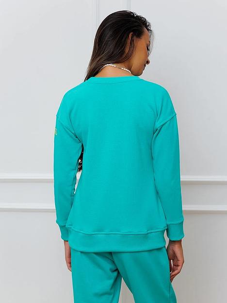 Свитшот трикотажный, женский, зелено-бирюзовый, Опт фото 2