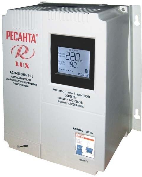 Стабилизатор напряжения Ресанта АСН-5000Н/1-Ц электронный однофазный серый фото 1