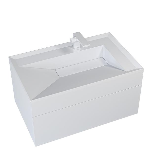 Раковина для ванной полувстраиваемая Uperwood Lotus 80 см, прямоугольная, белая матовая фото 7