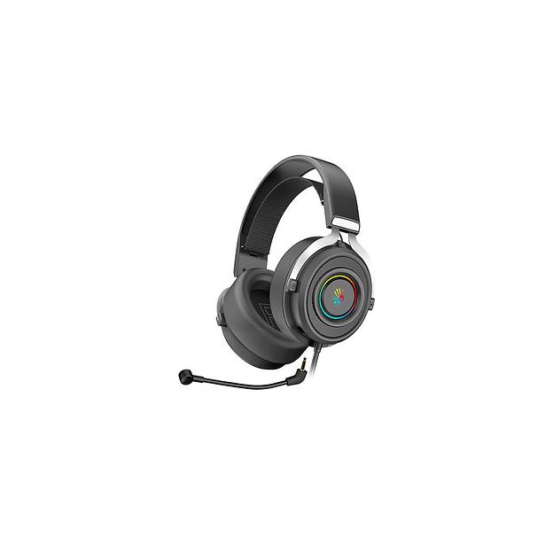 Гарнитура игровая A4TECH Bloody G535P, для компьютера, мониторные, проводные, черный / серебристый [g535p 4pin+usb/black+silver] фото 1