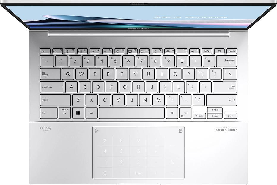 Ноутбук Asus Zenbook 14 OLED UX3405MA-QD993 Core Ultra 9 185H 16Gb SSD512Gb Intel Arc 14" OLED FHD+ (1920x1200) noOS silver WiFi BT Cam Bag (90NB11R2-M01SV0) фото 4