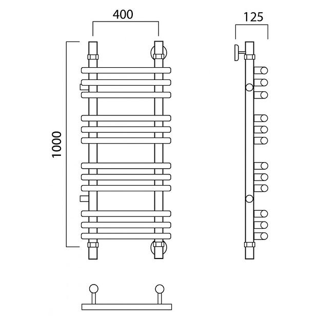 Полотенцесушитель водяной Роснерж Нео 1 L106011 100x40 с боковым подключением 600 групповой фото 2