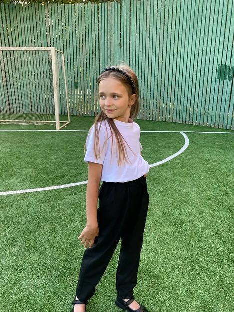 Брюки прямые костюмные на девочку KristiKlo чёрный ОПТ фото 1