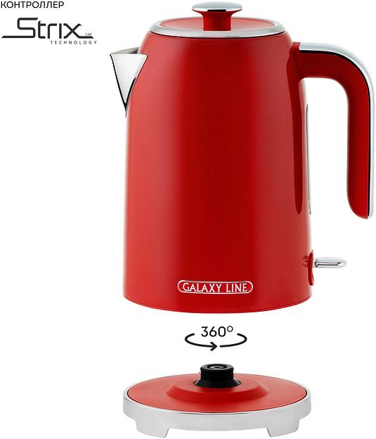 Чайник электрический Galaxy Line GL 0349 1.7л. 2200Вт красный корпус: нерж.сталь (ГЛ0349Л) фото 7
