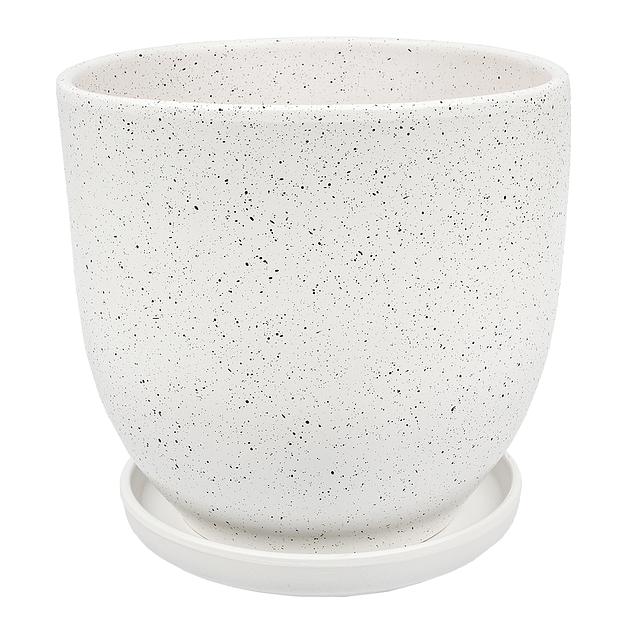 Керамический горшок Терраццо с подставкой, 4,7 л., Д215 Ш215 В200, белый фото 1