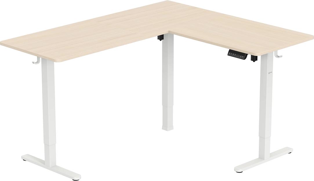 Стол для компьютера Cactus угловой подъёмный столешница МДФ белый дуб каркас белый 140x72x60см (CS-EDXL-WWD) фото 1