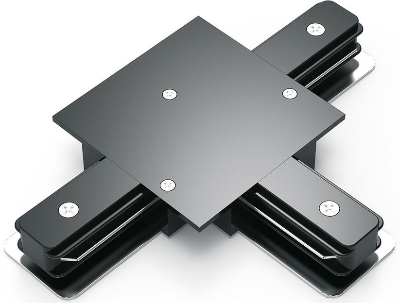 Коннектор для встраиваемых трековых шинопроводов (T) черный однофазный Gauss Gauss TR135 фото 1