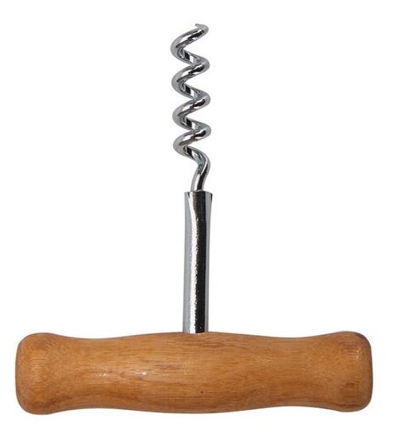 Штопор простой с дерев. ручкой 10*5 см. нерж. /1/72/288/ фото 1
