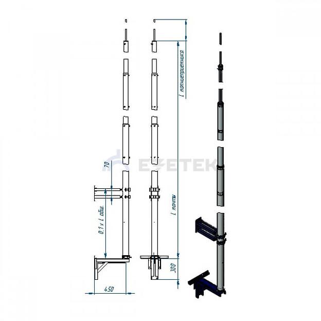 Молниеотвод стеновой СМСПс-8.5/3 фото 1