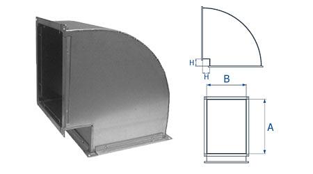 Отвод 90 прямоугольный из оцинкованной стали 150х200 мм, Опт фото 1