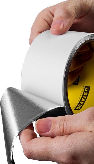 STAYER ProTape, 75 мм, 50 м, до 120 °С, самоклеящаяся алюминиевая лента, Professional (12268-75-50) фото 3
