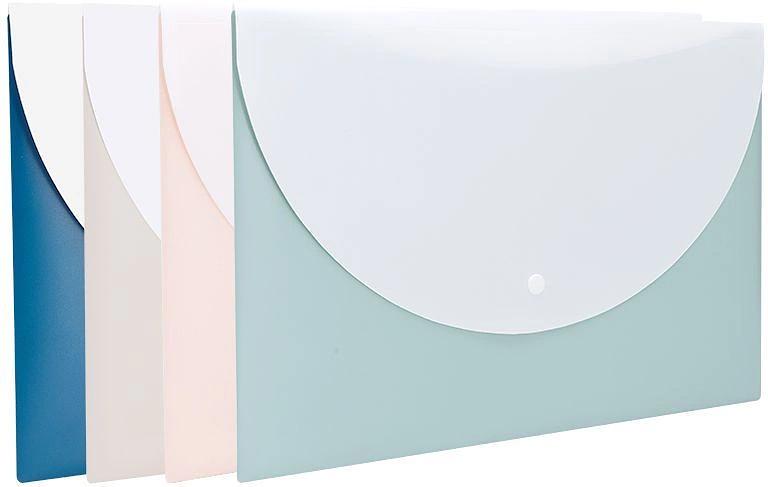 Конверт на кнопке Deli EF764 гориз. расшир. гладкий полипропилен ассорти внешний карман фото 1