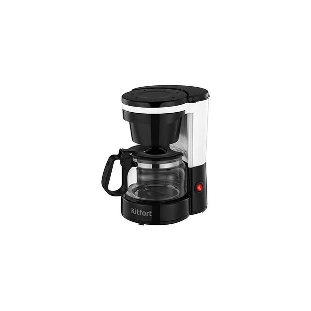 Кофеварка KitFort КТ-7486, капельная, черный / белый фото 1