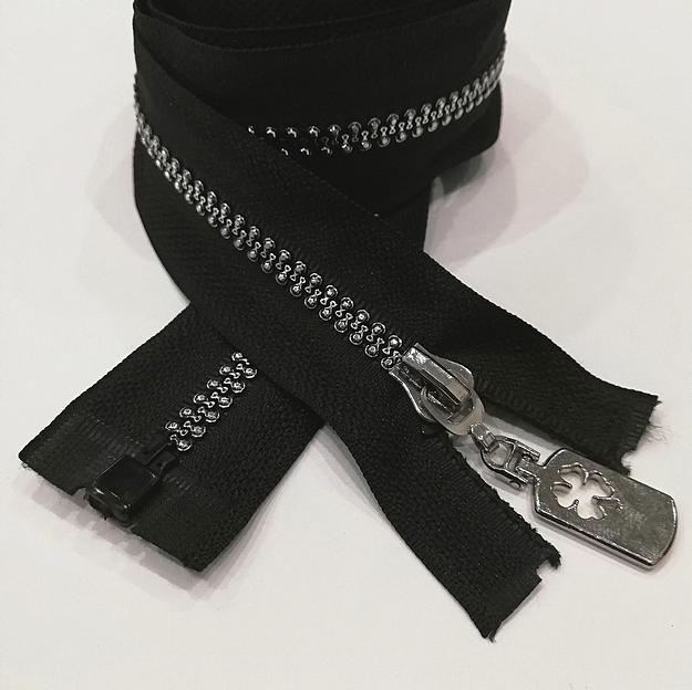 Молния трактор №5  90см.1 зам.Серебрянный зуб Черный фото 1