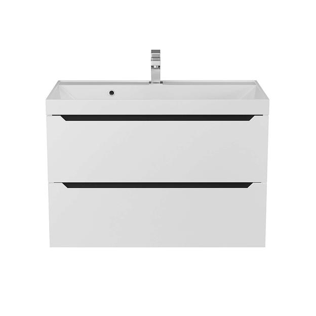 Тумба с раковиной для ванной Uperwood Tanos 80 см, подвесная, матовая, белая/графит фото 8