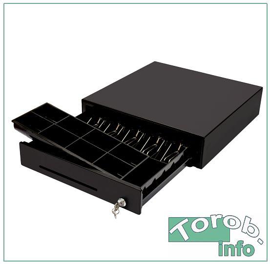 PE-410А - Денежный ящик автоматический, черный (EPSON-совместимый).  5*банкнот, 8*монет, 410х415х114мм фото 1