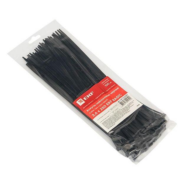 EKF plc-cb-3.6x250 Хомут нейлоновый черный (3,6х250) (100шт.) EKF Basic фото 3