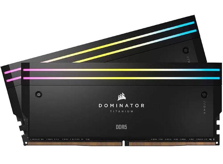 Модуль памяти CORSAIR 64GB 6600МГц DDR5 CL32 DIMM (Kit of 2x32GB) XMP 3.0, Dominator Titanium RGB Black фото 1