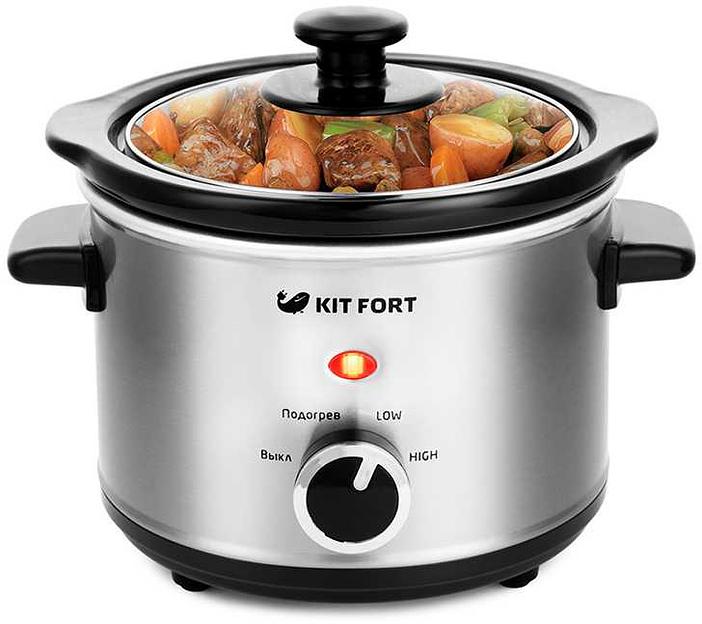 Медленноварка Kitfort КТ-205 1.5л 120Вт серебристый/черный фото 1