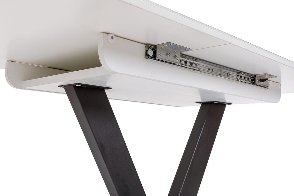 Стол Laval 120(+40)x80 см чёрный металл, белый мрамор глянец фото 7