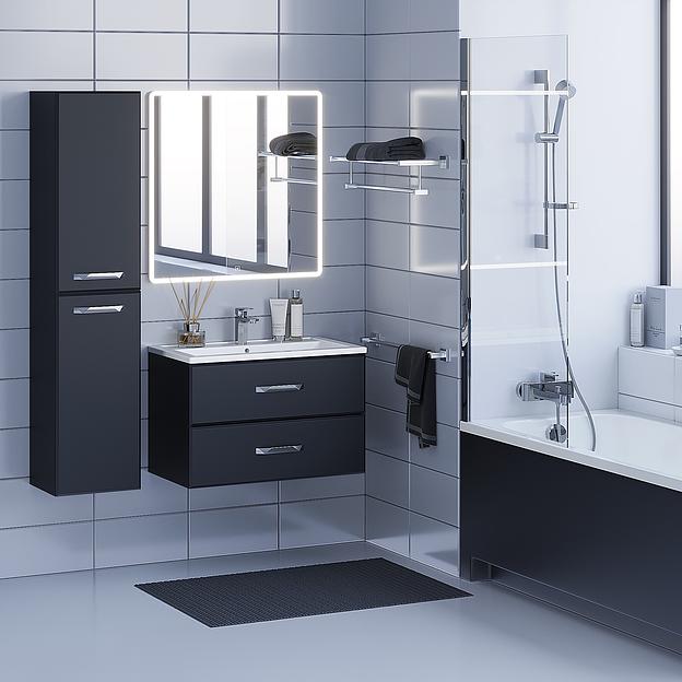 Тумба с раковиной для ванной Uperwood Foster 80 см, подвесная, черная фото 6