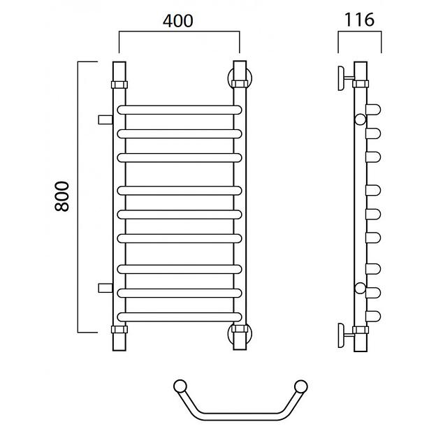 Полотенцесушитель водяной Роснерж Трапеция L108011 80x40 с боковым подключением 500 групповой фото 2