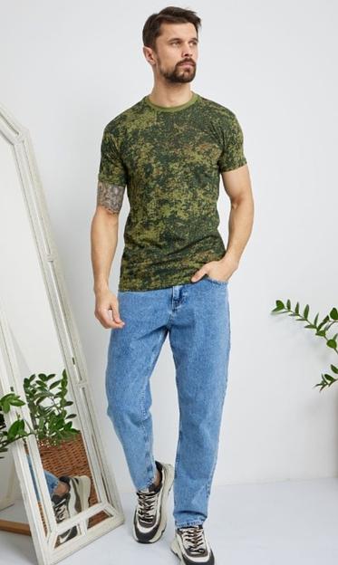 Футболка Пиксель, темно-зеленая, эконом, мужская (р-р 48-56), Опт фото 2