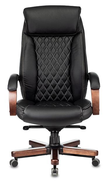 Кресло руководителя Бюрократ T-9924WALNUT черный кожа с подголов. крестовина металл/дерево фото 2