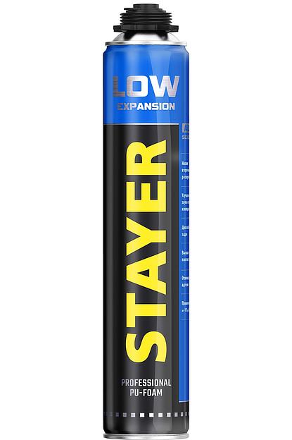 STAYER LOW EXPANSION, 800 мл, пистолетная, выход до 50 л, всесезонная, с низким вторичным расширением, монтажная пена, Professional (41136) фото 1