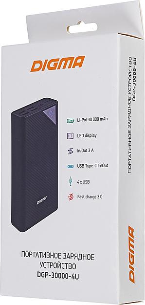 Мобильный аккумулятор Digma Power Delivery DGP-30000-4U 30000mAh 3A QC PD 22.5W 4xUSB черный (DGP-30000-4U-B) фото 10