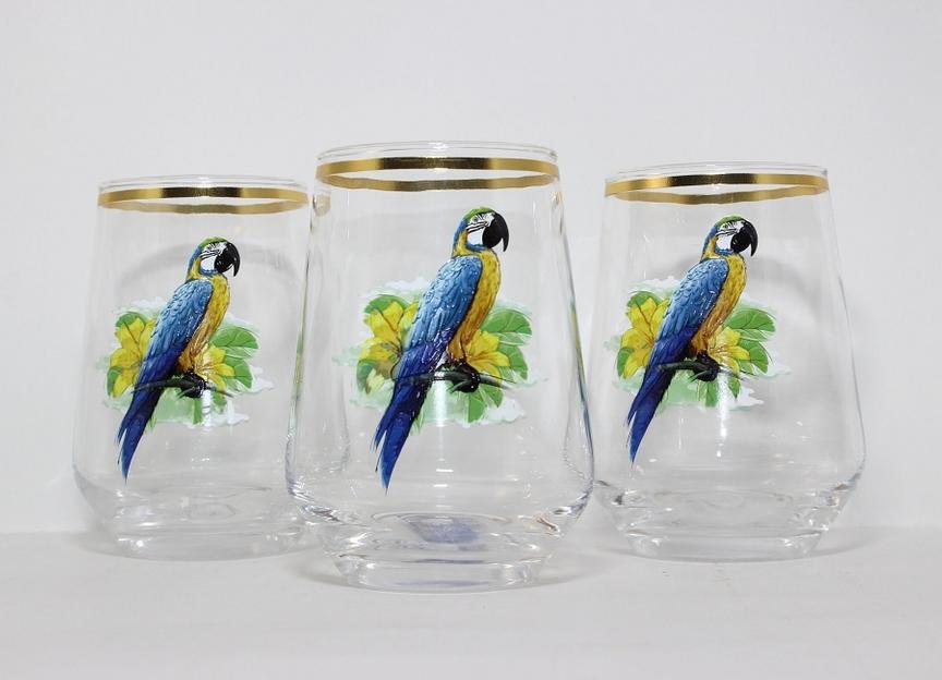 Набор 3-х высоких стаканов «Тропики» с золотой отводкой ОПТ фото 1