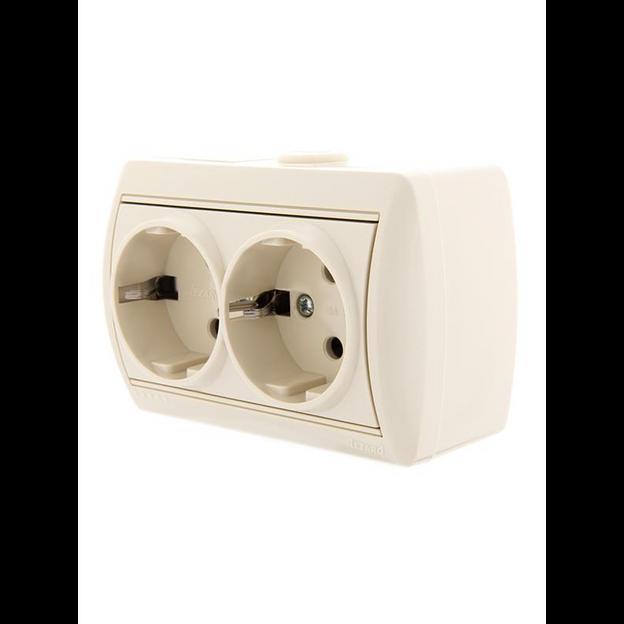 Розетка 2-м ОП Nata 16А IP20 с заземл. керамика крем. LEZARD 710-0300-127 фото 4