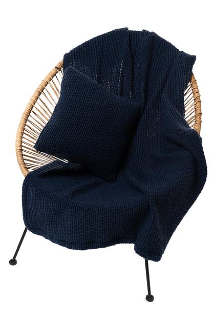 Комплект Woollamb подушка 40×40 см + плед 100×140 см букле, цвет индиго, опт фото 1