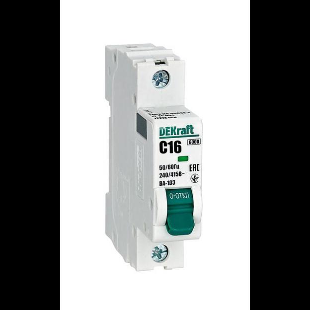 Выключатель автоматический модульный 1п C 16А 6кА ВА-103 DEKraft 12273DEK фото 1