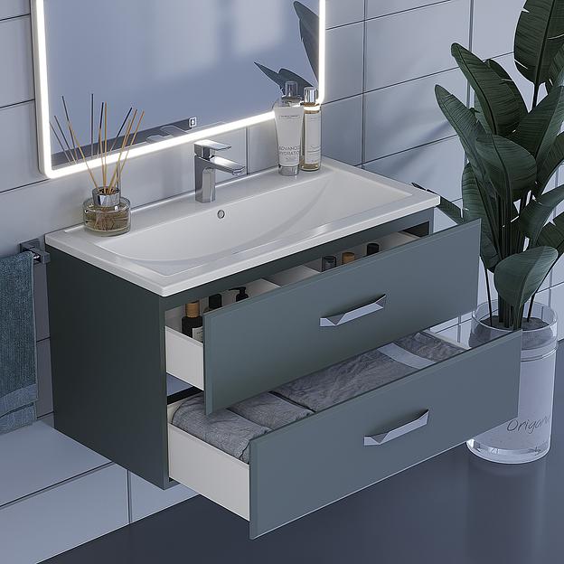 Тумба под раковину для ванной Uperwood Foster 90 см, подвесная, серый графит фото 5