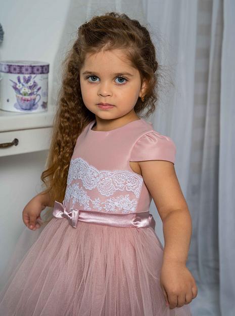 Платье для девочки Энди нарядное, пудра, 22-208_2, опт фото 5