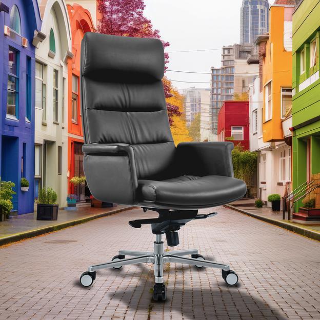 Кресло руководителя Cactus CS-LBK-AMSTERDAM кожа крестов. алюминий фото 6