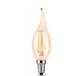 GAUSS 104801805 Светодиодная лампа LED Filament Свеча на ветру E14 5W 420lm 4100K Golden 1/10/50 фото 1