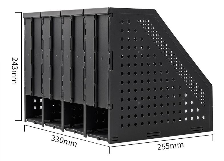 Лоток вертикальный Deli 78996DK-GREY 4отд. складной 332x256x243мм темно-серый пластик фото 3