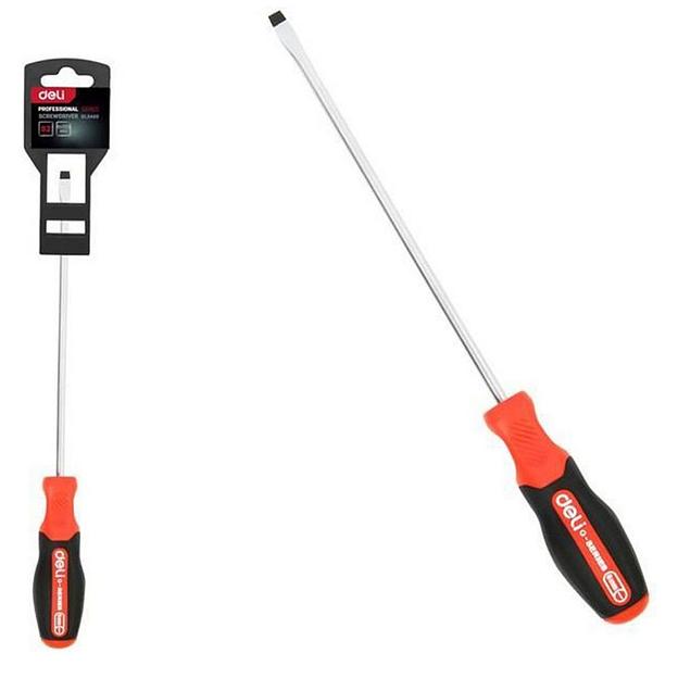 Шлицевая DL3450 SL6x200мм сталь S2, матовый стержень, двухкомпонентная прорезиненная рукоять фото 1