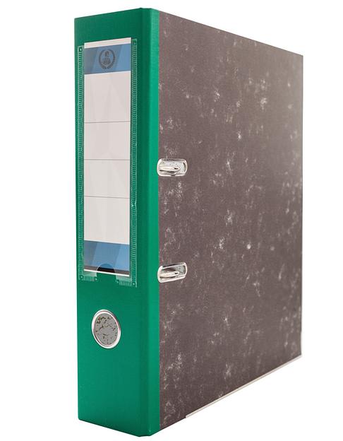 Папка регистратор «Консул» 75 мм с зелёным корешком, кармашек со сменной этикеткой, мрамор, опт фото 1