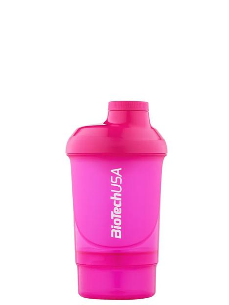Шейкер с дополнительными отсеками Biotech USA шейкер WAVE + Nano 300 мл розовый ОПТ фото 4