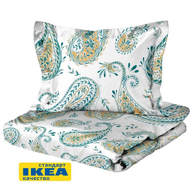 Пододеяльник 1,5 спальный, наволочка ПЕЙСЛИ 150x200/50x70, индийский огурец, сатин, лиоцелл KL-60353291 фото 1