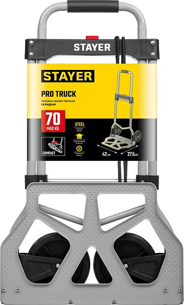 STAYER PROTruck, до 70кг, каркас и платформа из стали, платформа 42х28см, колеса d13 см, вес 4.1кг, складная хозяйственная тележка (38755-70) фото 5