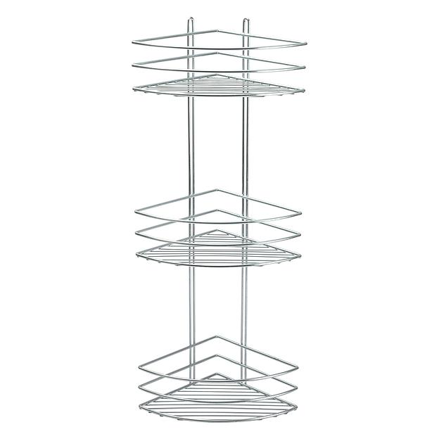 RUS-385382 Полка для ванной 3-х ярусная, угловая, овал., гофрокороб Т23 фото 1