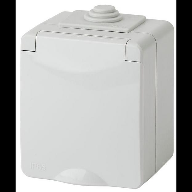 Эра Б0035990 11-2602-03 Розетка 2P+E IP65, шторки, 16A-250В, ОУ, серый фото 1